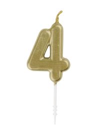 Numeral 4 Mini Gold Birthday Candle (Box of 6)