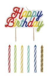 Multi Coloured Candles With Happy Birthday Pick Assorted 