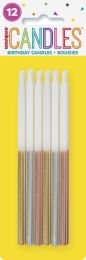 Assorted Metallic Dipped 5" Birthday Candles 12ct