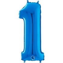 26" Blue No. 1 - Unpackaged Number Foil Balloon
