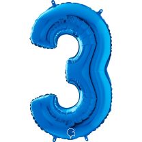 26" Blue No. 3 - Unpackaged Number Foil Balloon
