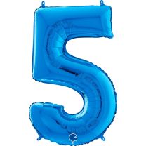 26" Blue No. 5 - Unpackaged Number Foil Balloon