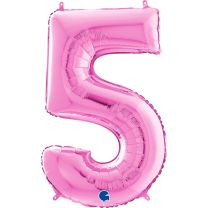 26" Fuschia No. 5 - Unpackaged Number Foil Balloon