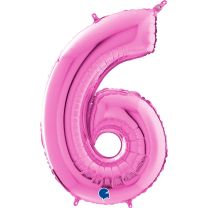 26" Fuschia No. 6 - Unpackaged Number Foil Balloon