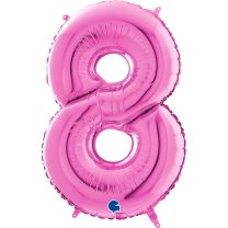 26" Fuschia No. 8 - Unpackaged Number Foil Balloon