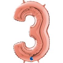26" Rose Gold No. 3 - Unpackaged Number Foil Balloon