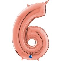 26" Rose Gold No. 6 - Unpackaged Number Foil Balloon