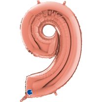26" Rose Gold No. 9 - Unpackaged Number Foil Balloon