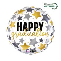 Graduation Metallic Stars - 18" Foil Balloon