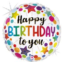 Birthday Stars & Dots 18" Foil Balloon