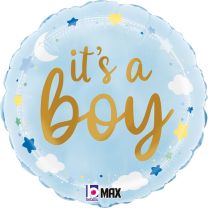 It's A Boy Stars & Clouds 18" Foil Balloon