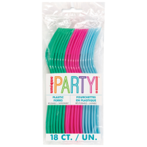 Assorted Colour Plastic Forks 18ct