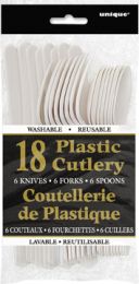 Bright White Plastic Cutlery Assorted 18 CT.