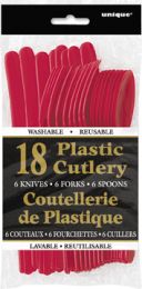 Ruby Red Plastic Cutlery Assorted