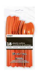 Pumpkin Orange Plastic Cutlery 18 CT.