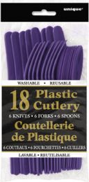 Deep Purple Plastic Cutlery Assorted 18 CT.