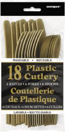 Gold Plastic Cutlery Assorted 18 CT.