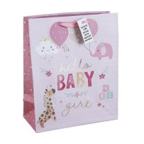 Hello Baby Girl Large Gift Bags 6ct
