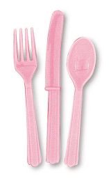 Lovely Pink Plastic Cutlery Assorted 18 CT.