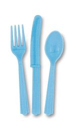 Powder Blue Plastic Cutlery Assorted 18 CT.