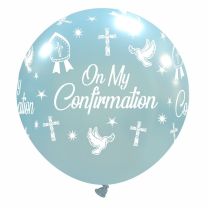 On My Confirmation Crozier 32" Sky Blue Metallic Latex Balloon