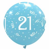 32" Sky Blue Age 21 Latex Balloon 1Ct