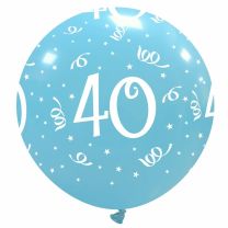 32" Sky Blue Age 40 Latex Balloon 1Ct