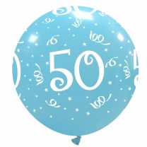 32" Sky Blue Age 50 Latex Balloon 1Ct