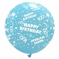 32" Sky Blue Happy Birthday Latex Balloon 1Ct