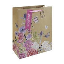 Butterfly Floral Kraft Large Gift Bags 6ct