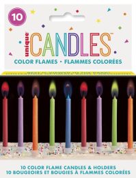 Colour Flame Birthday Candles and Holders