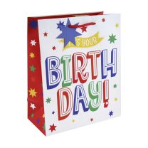 Hbday Text Large Gift Bag 6ct