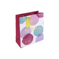 Pink Wcolour Hbday Medium Gift Bag 6ct