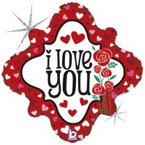 I Love You Hearts & Roses 18" Foil Balloon