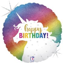 Colourful Glitter Unicorn Happy Birthday 18" Foil Balloon