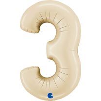 40" Satin Cream No. 3 - Number Foil Balloon