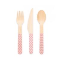 Wooden Cutlery FSC - Pink 18 PCS 
