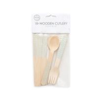 Wooden Cutlery FSC - Light Blue 18 PCS 
