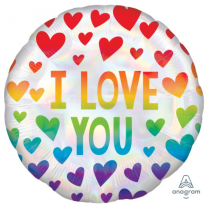 I Love You Rainbow Hearts  18" Foil Balloon