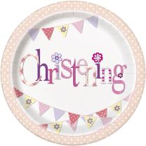 Christening Pink 9" Plates 8CT.