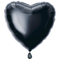 Black - Heart Shape - 18" foil balloon (Pack of 12, Flat)