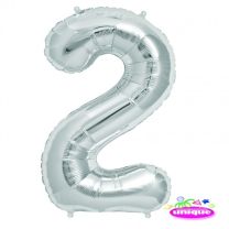 14" Silver Numeral 2 Foil Balloon