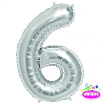  14" Silver Numeral 6 Foil Balloon