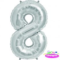 14" Silver Numeral 8 Foil Balloon