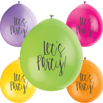 Lets Party 9" Latex Air Fill Balloon - Assorted Colours, Printed 1 Side - 10ct.