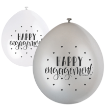 Happy Engagement  9" Latex Air Fill Balloon - Assorted Colours, Printed 1 Side - 10ct.