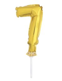 5" Gold Numeral 7 Balloon Cake Topper