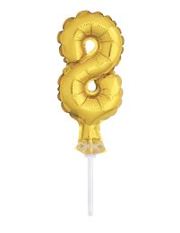 5" Gold Numeral 8 Balloon Cake Topper
