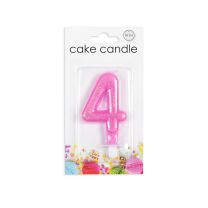 Numeral 4 Glitter Pink Candle (Box of 12)