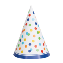 Rainbow Polka Dot Party Hats 8CT